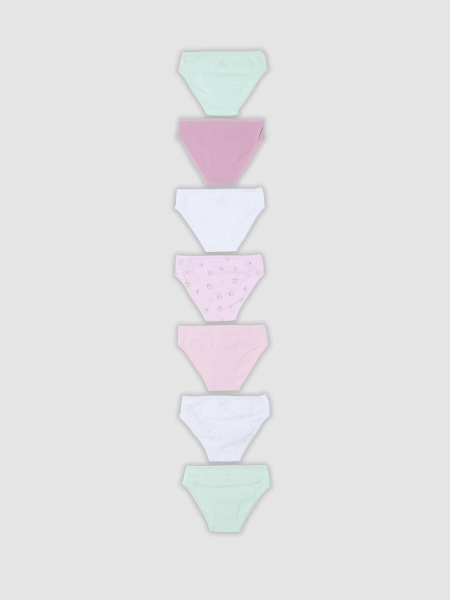 Pack of seven multicolour girls&rsquo; briefs in stretch organic cotton_1