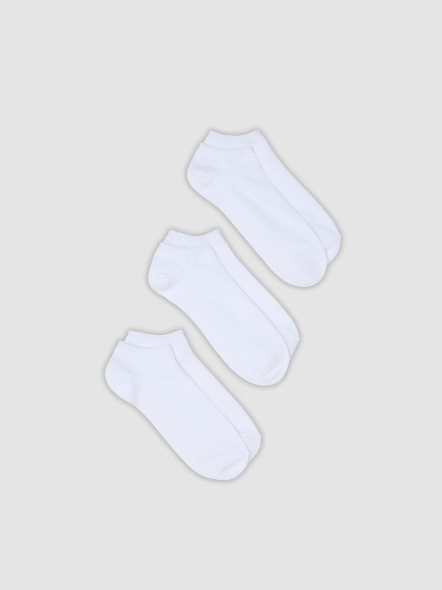 Tripack di calze alla caviglia bianche in cotone organico elasticizzato_0