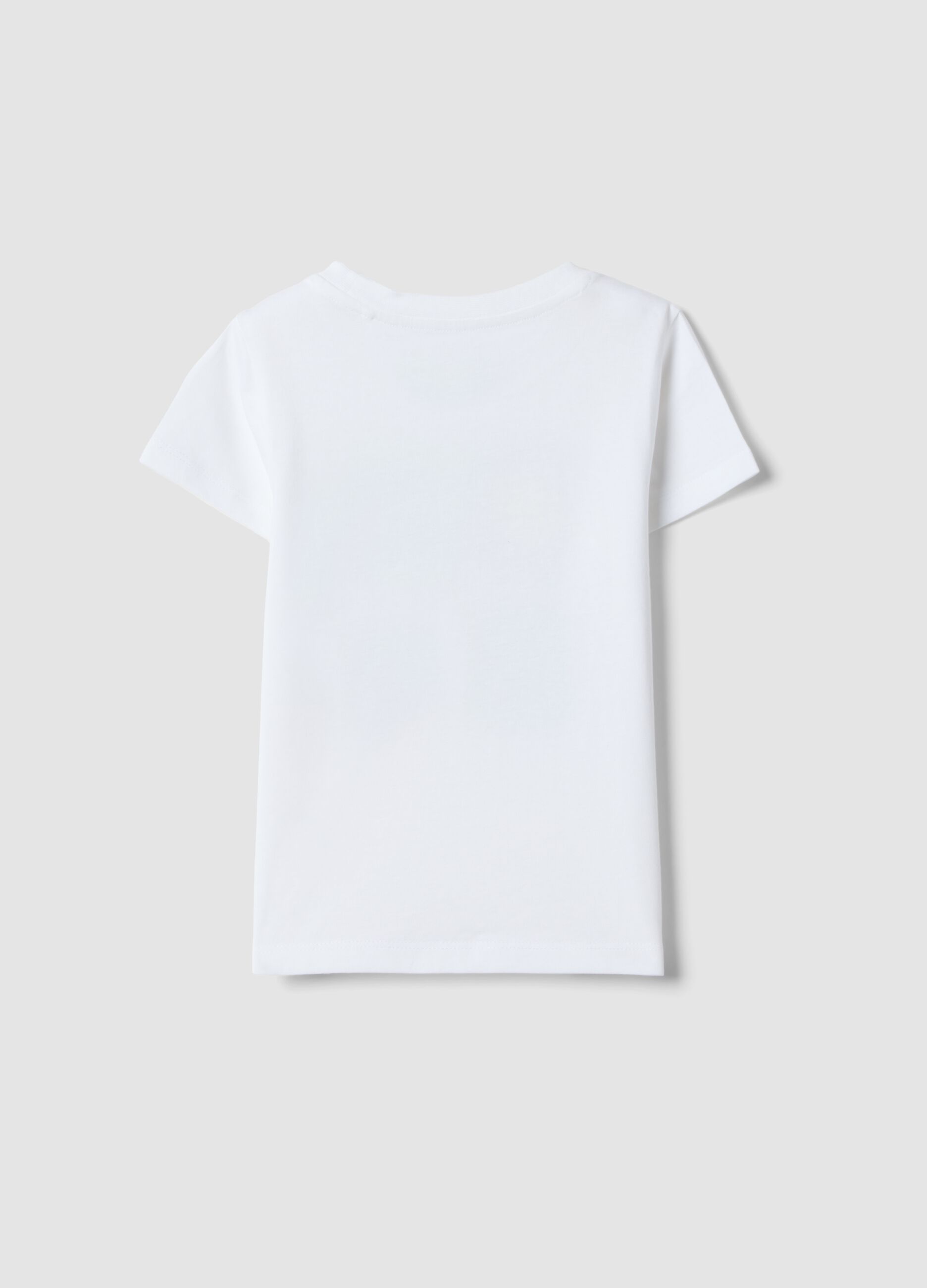 Girls' white pure cotton t-shirt regular fit with fruit
