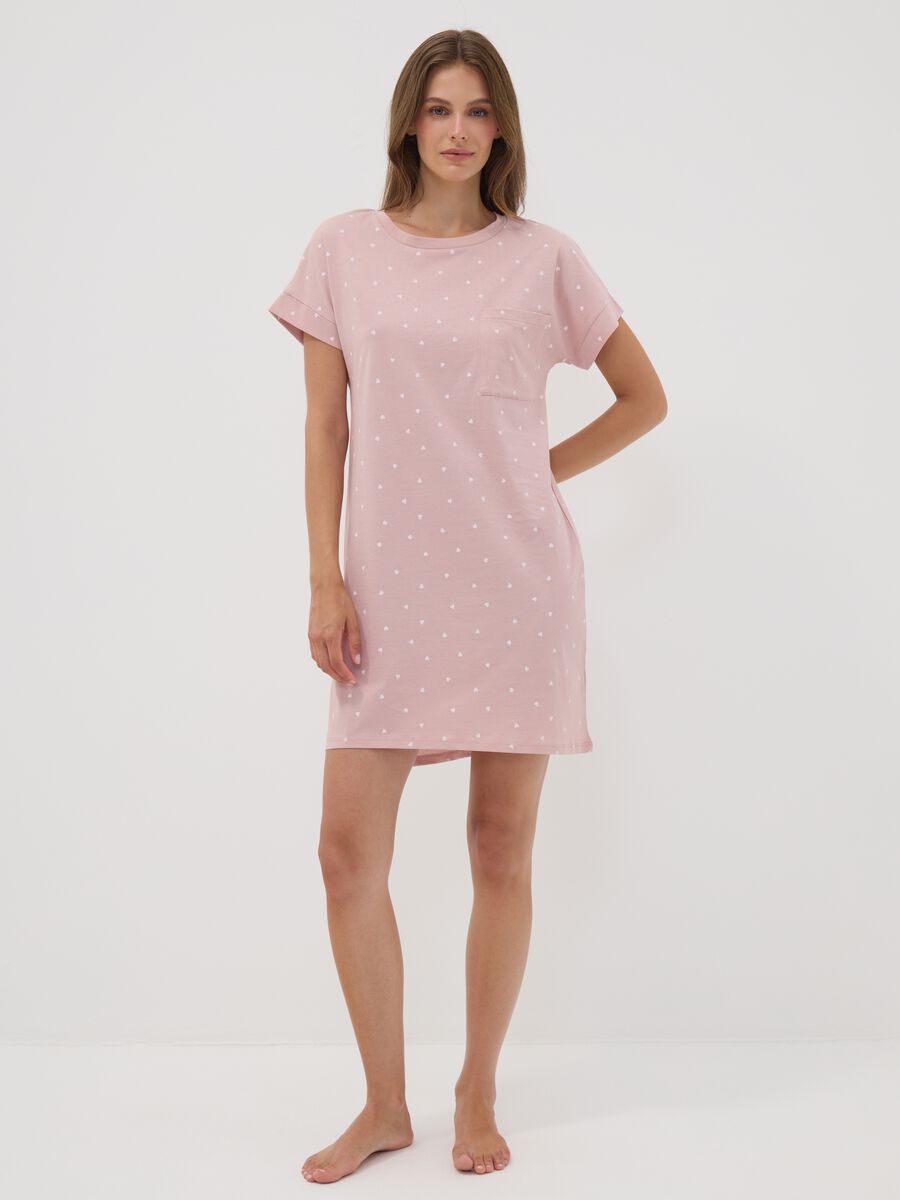 Camicia da notte rosa in puro cotone organico_0