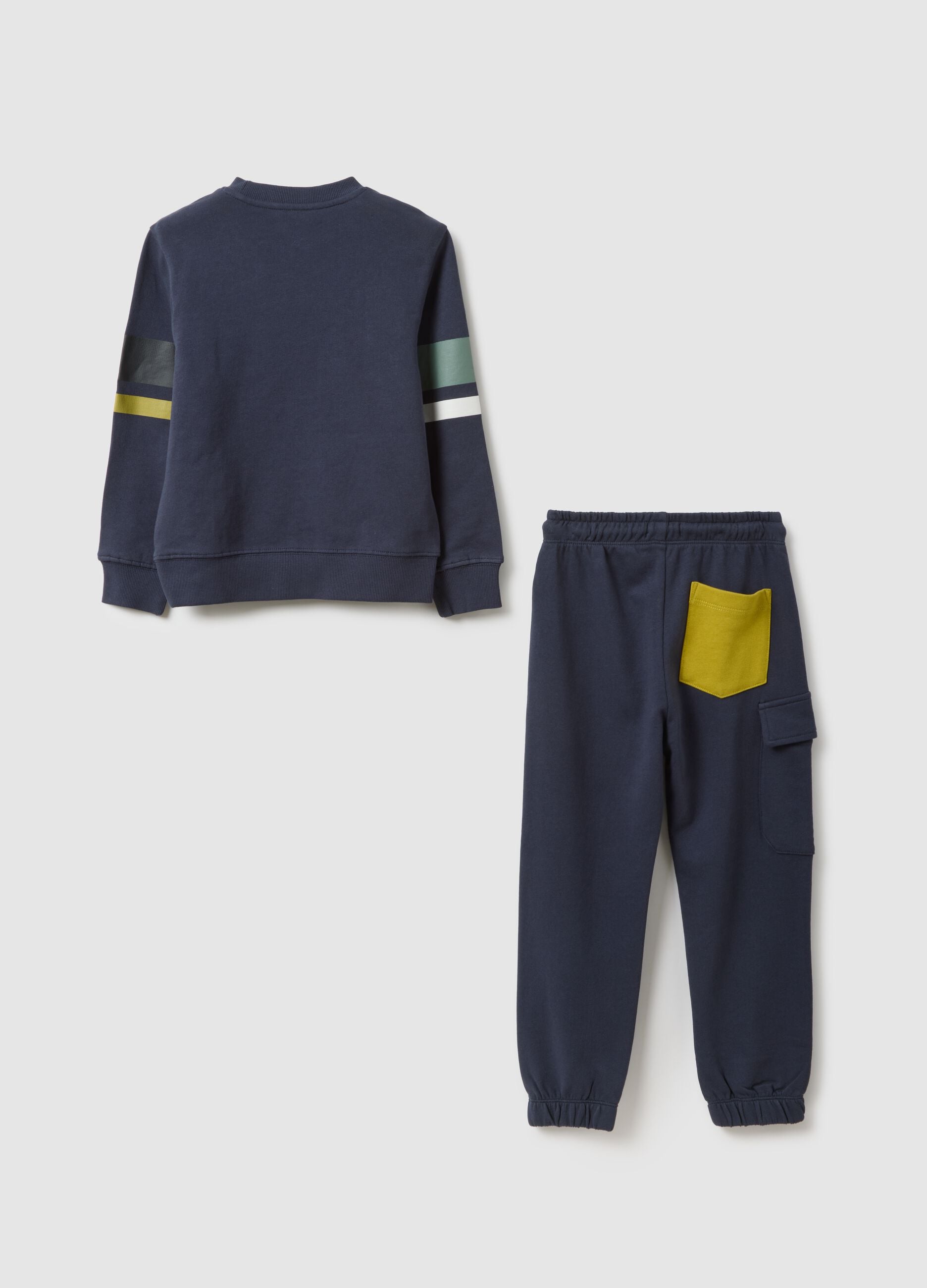 Children's regular fit blue cotton sweatshirt and trousers set