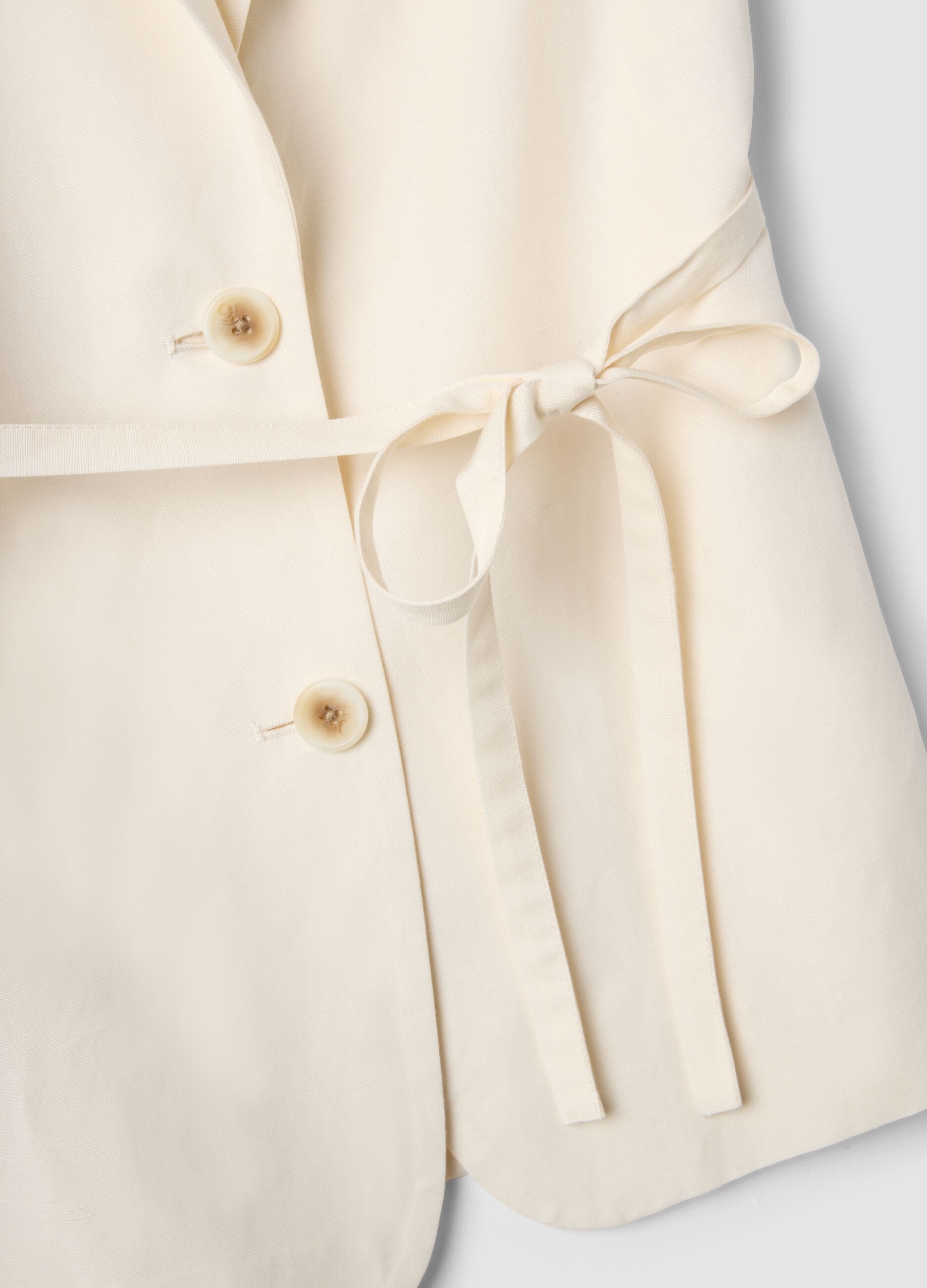 White regular-fit lyocell-linen blend waistcoat with belt