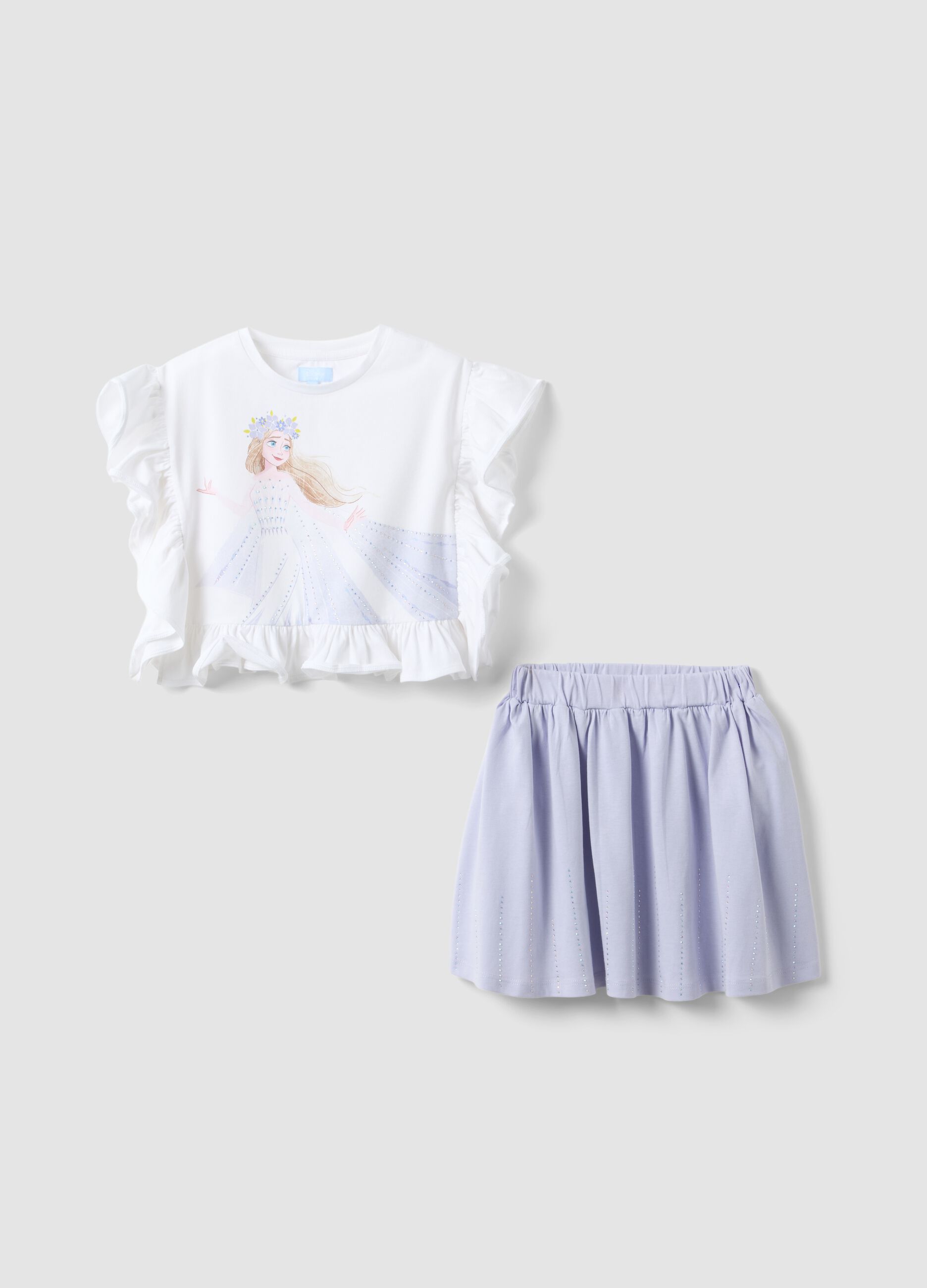 Girls&rsquo; multicolour stretch-cotton set with Frozen print