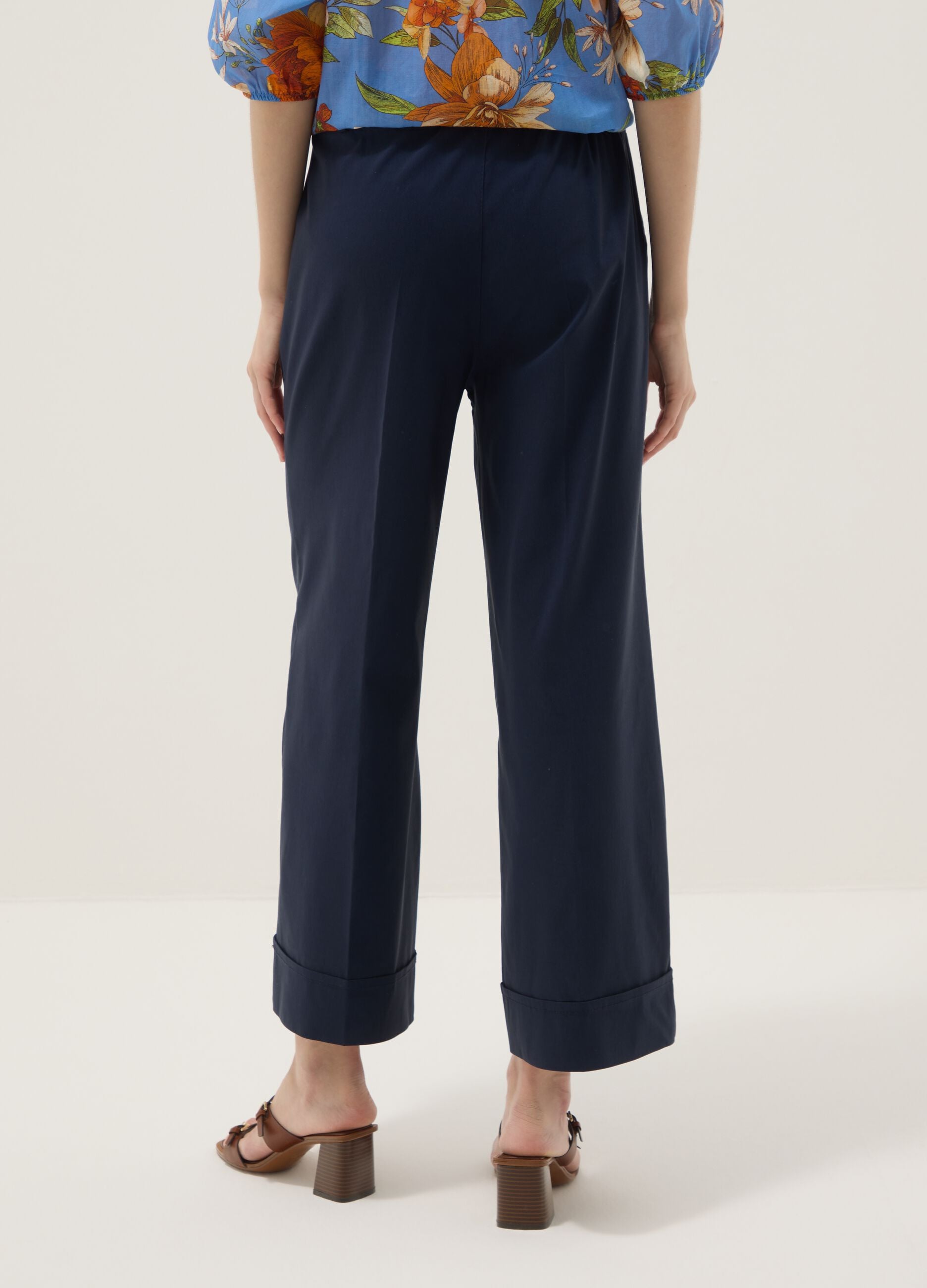 Blue stretch viscose palazzo trousers