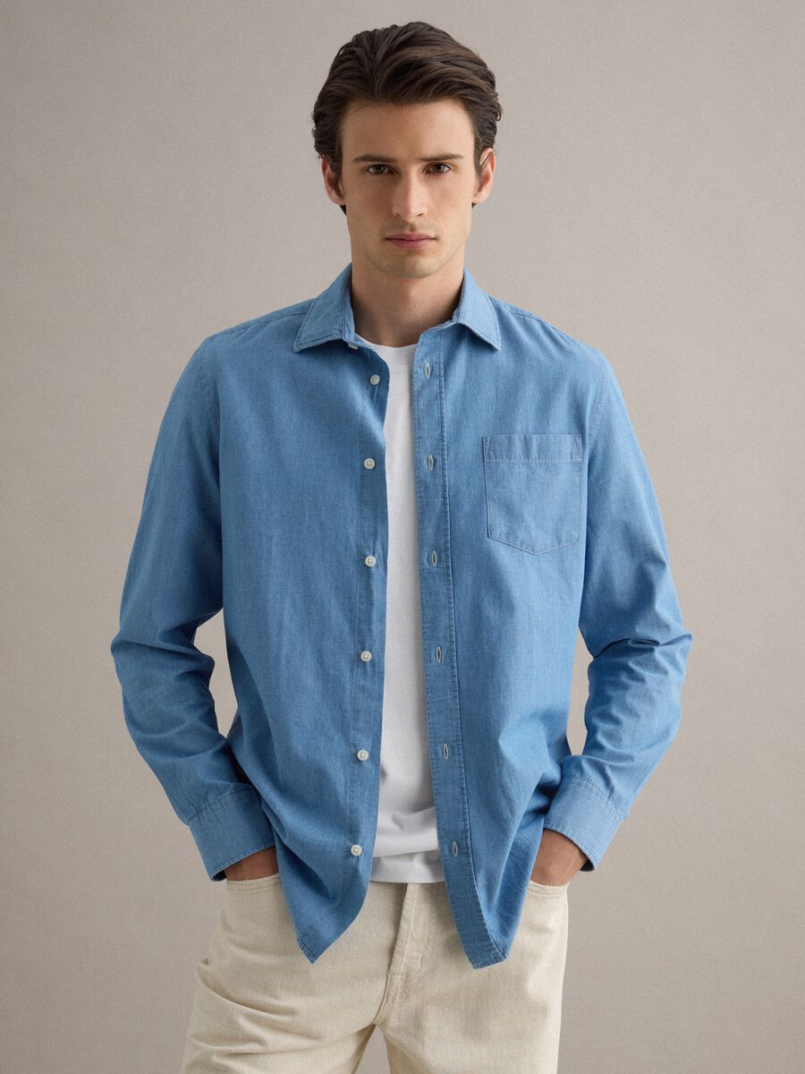 Light wash pure cotton shirt_0