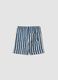 Blue and white striped organic cotton shorts for baby boy, regular fit_1