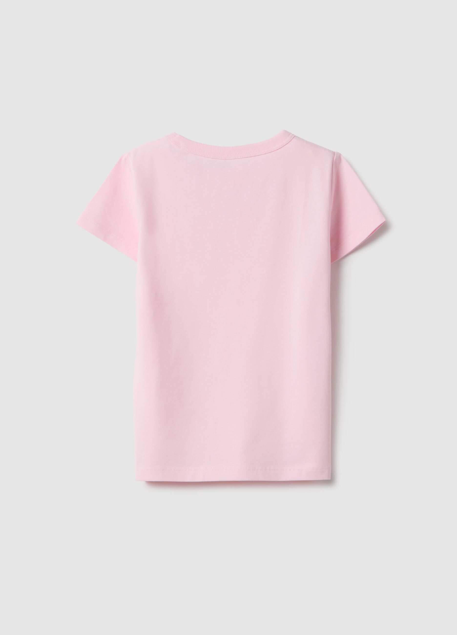 Girls' pink cotton blend t-shirt, regular fit