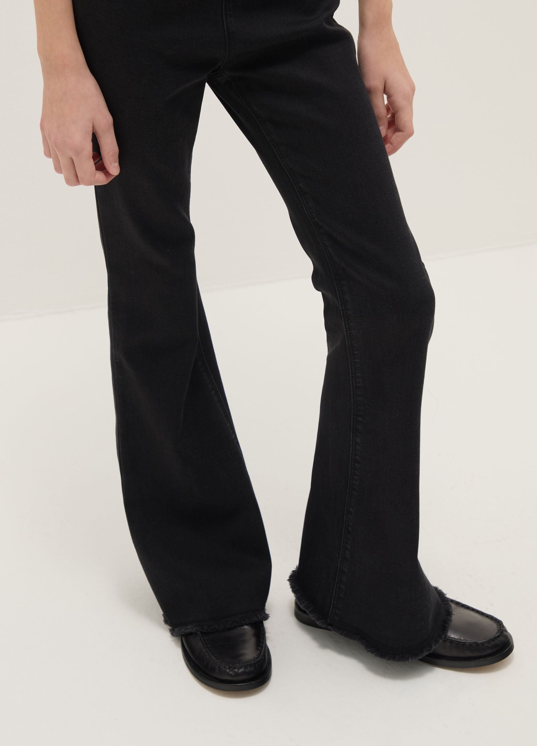 Black Stretch Cotton Flare Fit Girls' Jeggings