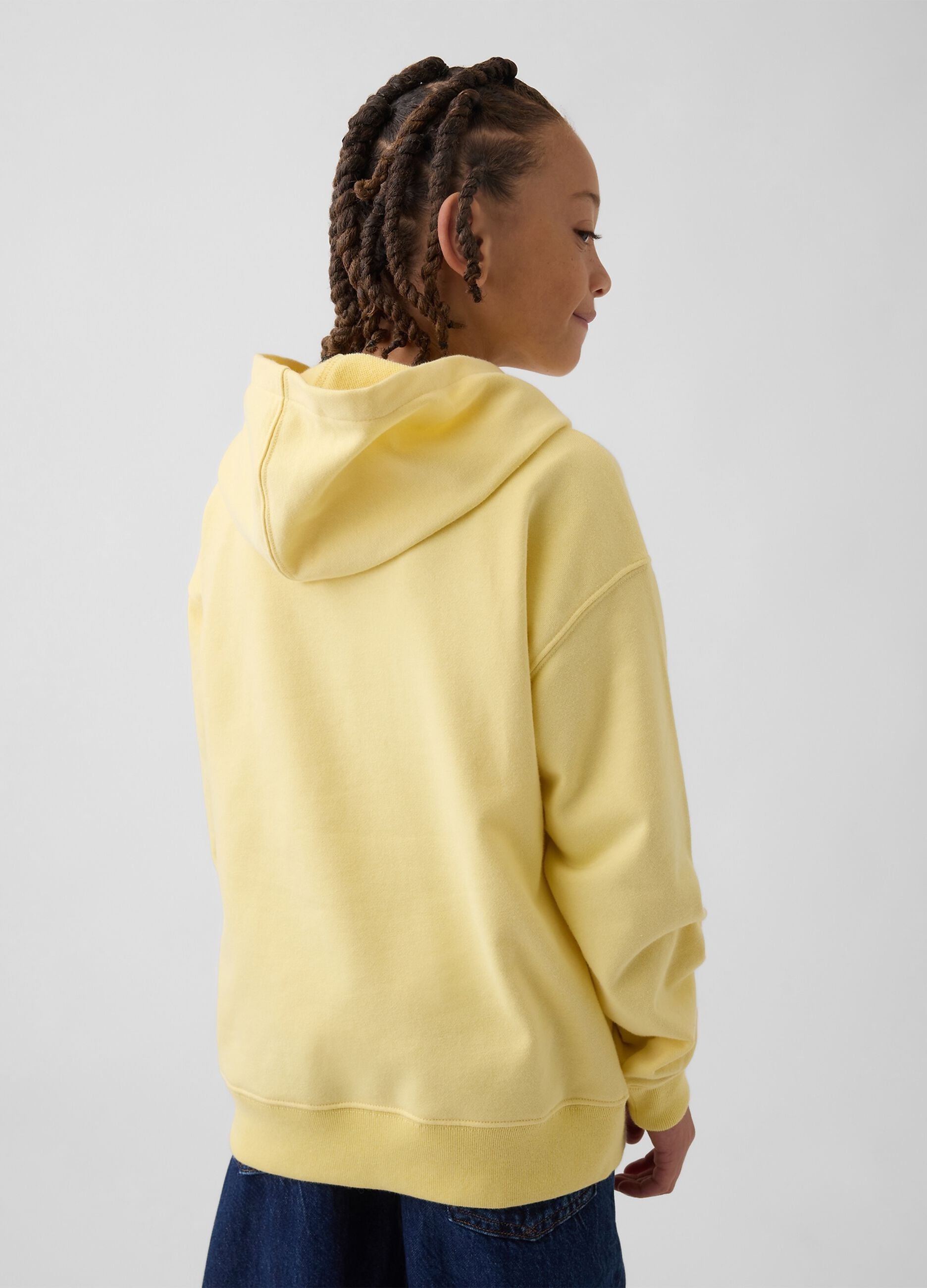 Yellow cotton blend regular fit kids sweatshirt with logo