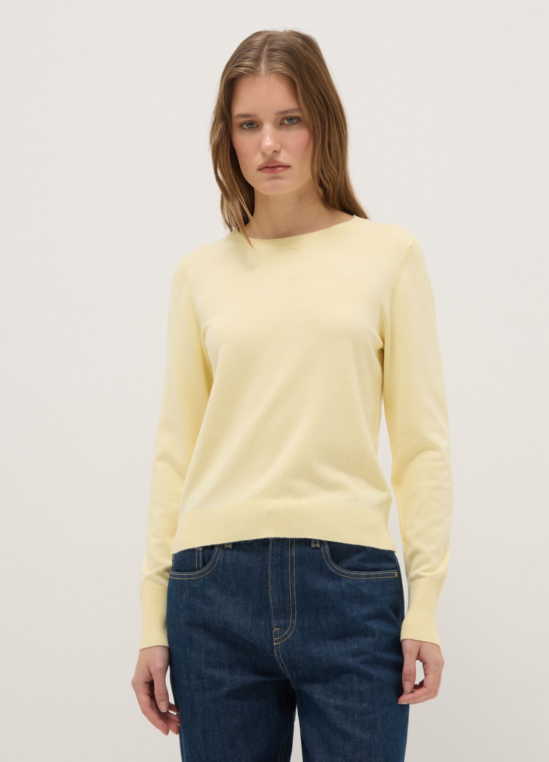 Yellow crew neck jumper regular fit