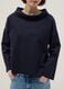 Blue regular fit stretch cotton blend jumper with wide collar_3