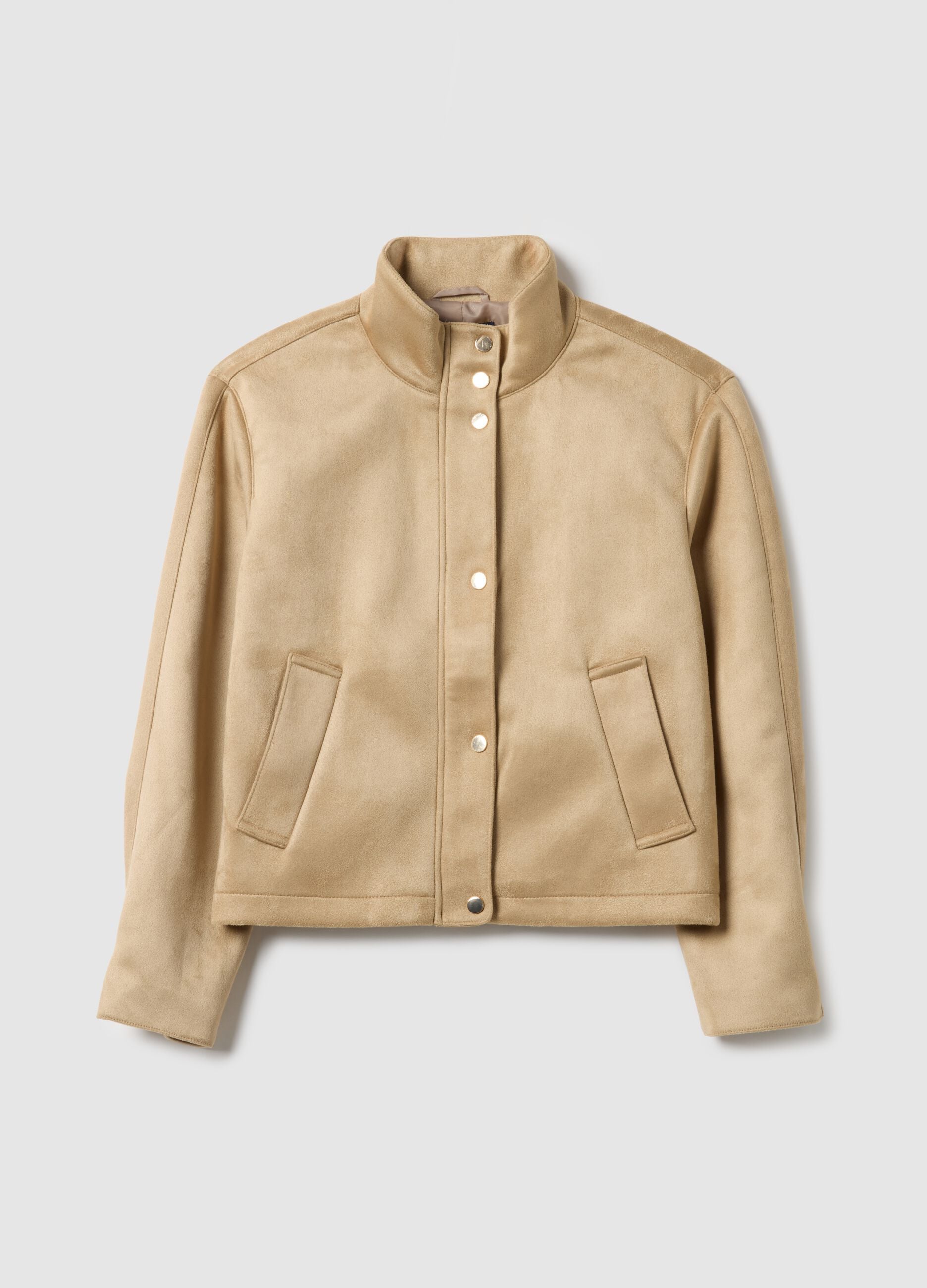 Regular fit beige jacket with full zip