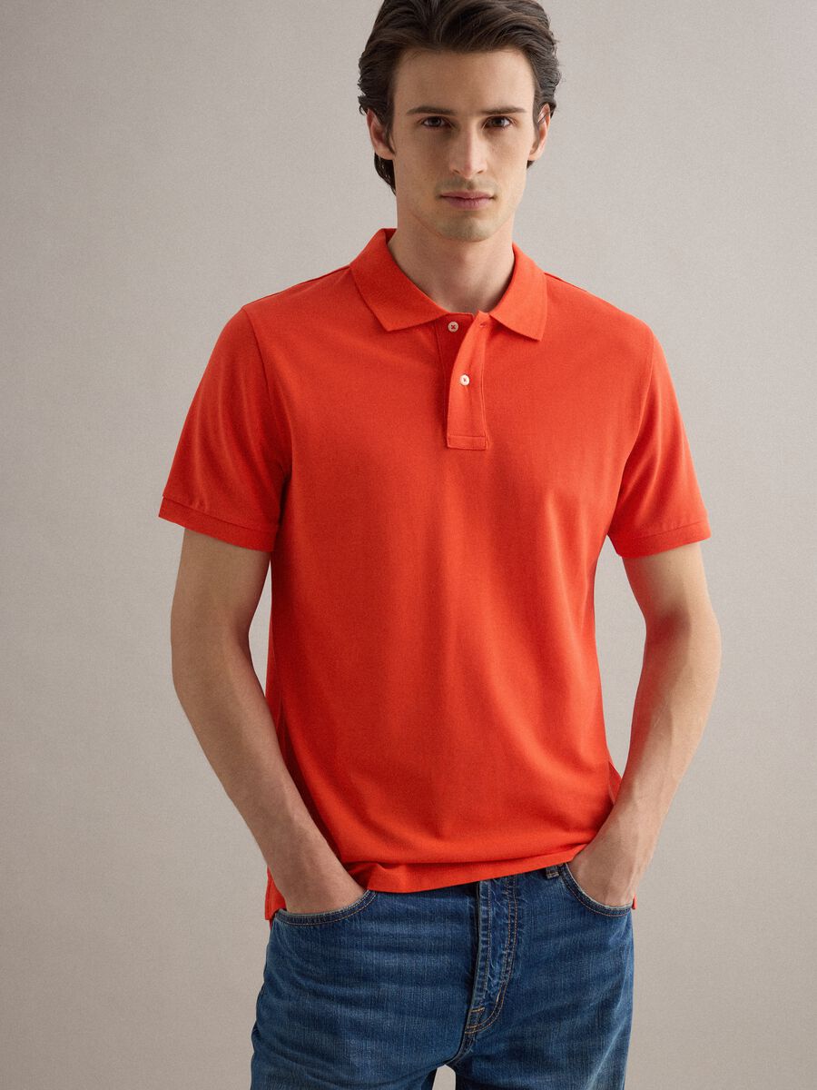 Orange Supima cotton polo shirt, regular fit_1