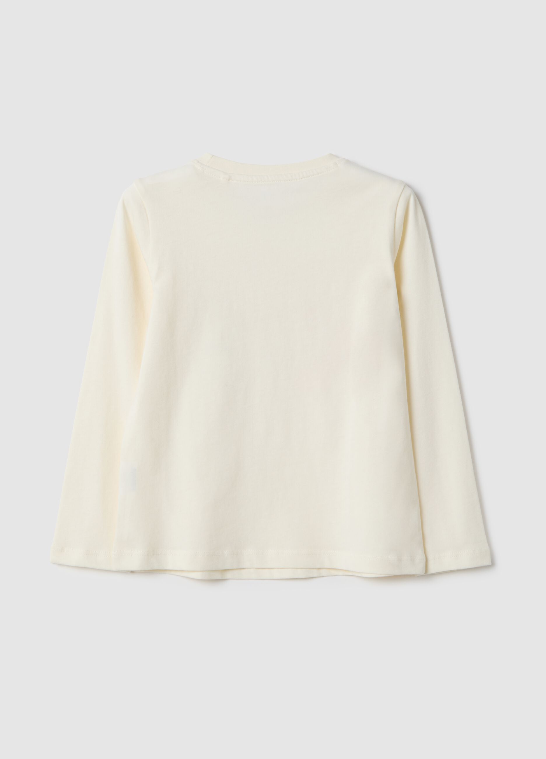 Beige pure cotton T-shirt with butterflies for girls