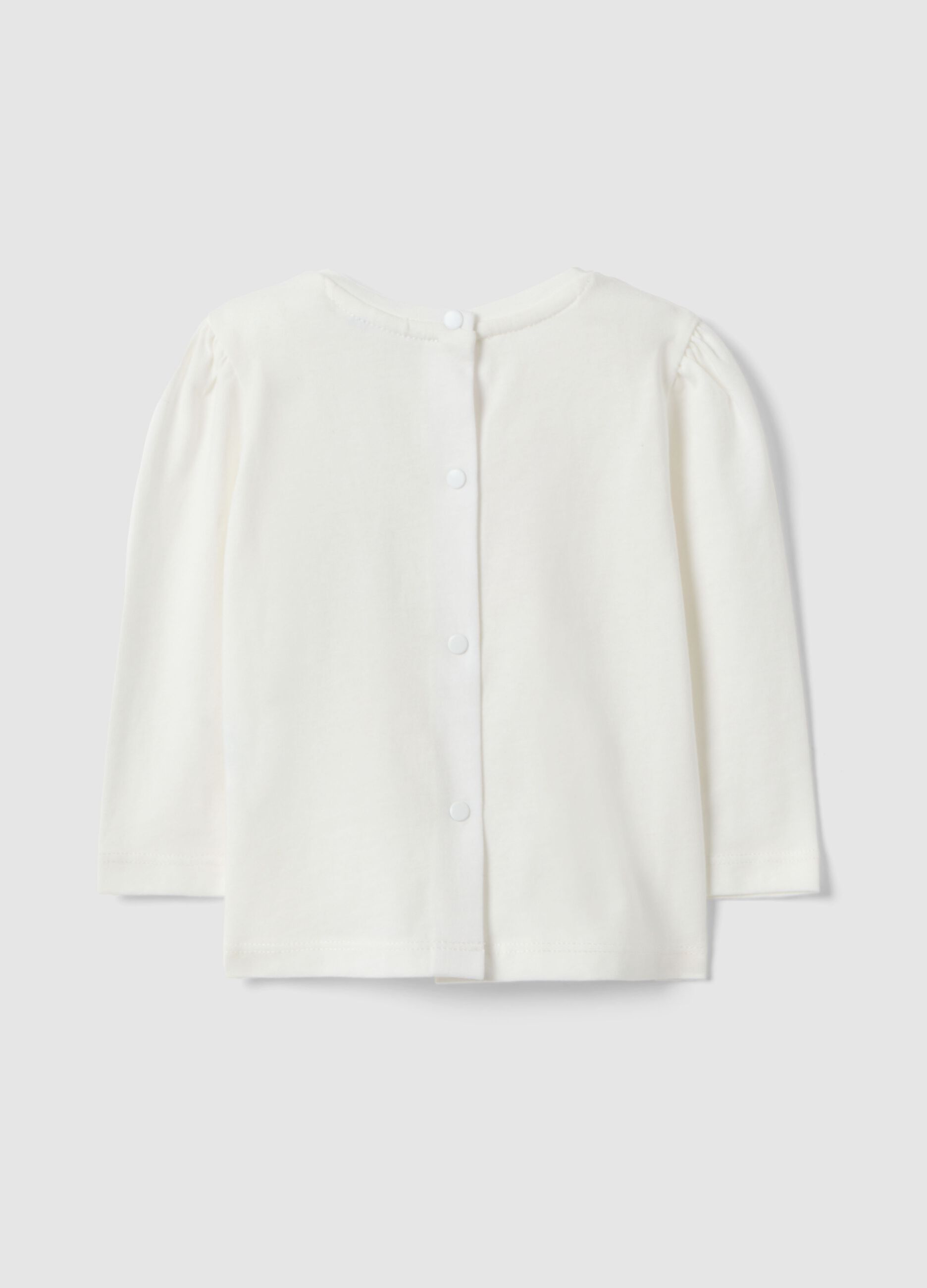 White organic cotton regular fit sweater for little girls