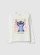 Girls' white stretchy cotton T-shirt regular fit with print_0