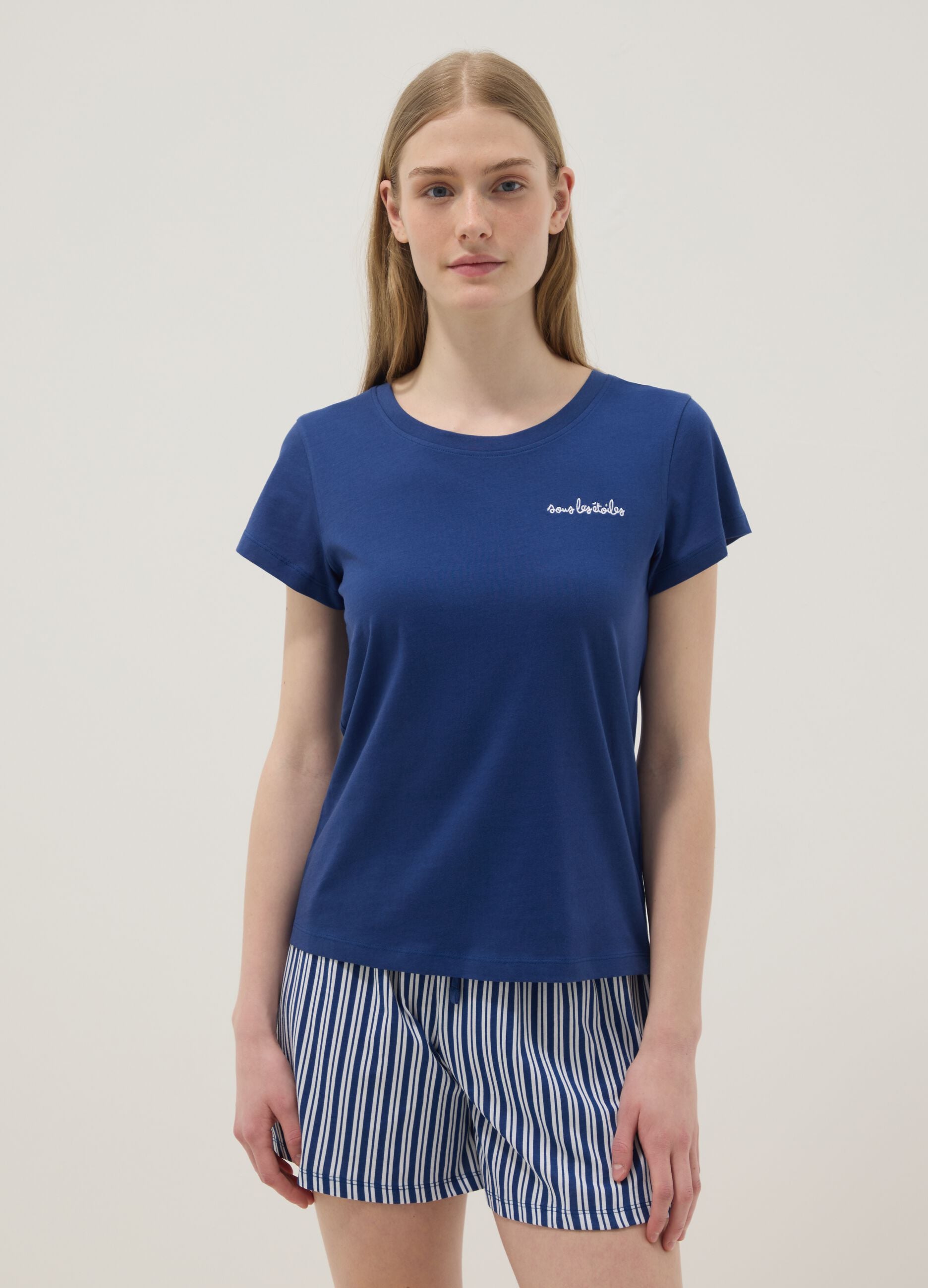 Multicolour short pyjamas in pure cotton regular fit