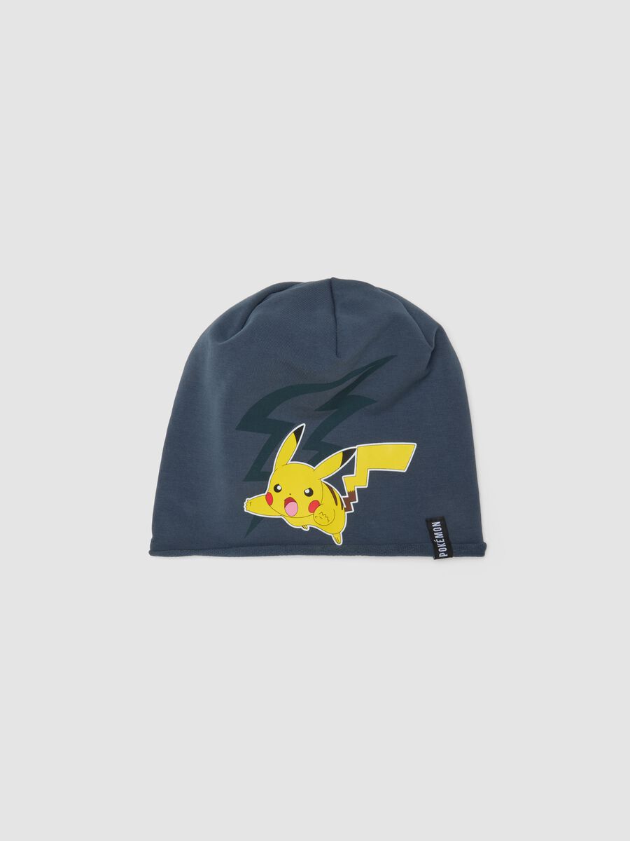 Blue stretch cotton cap with Pok&eacute;mon print_0