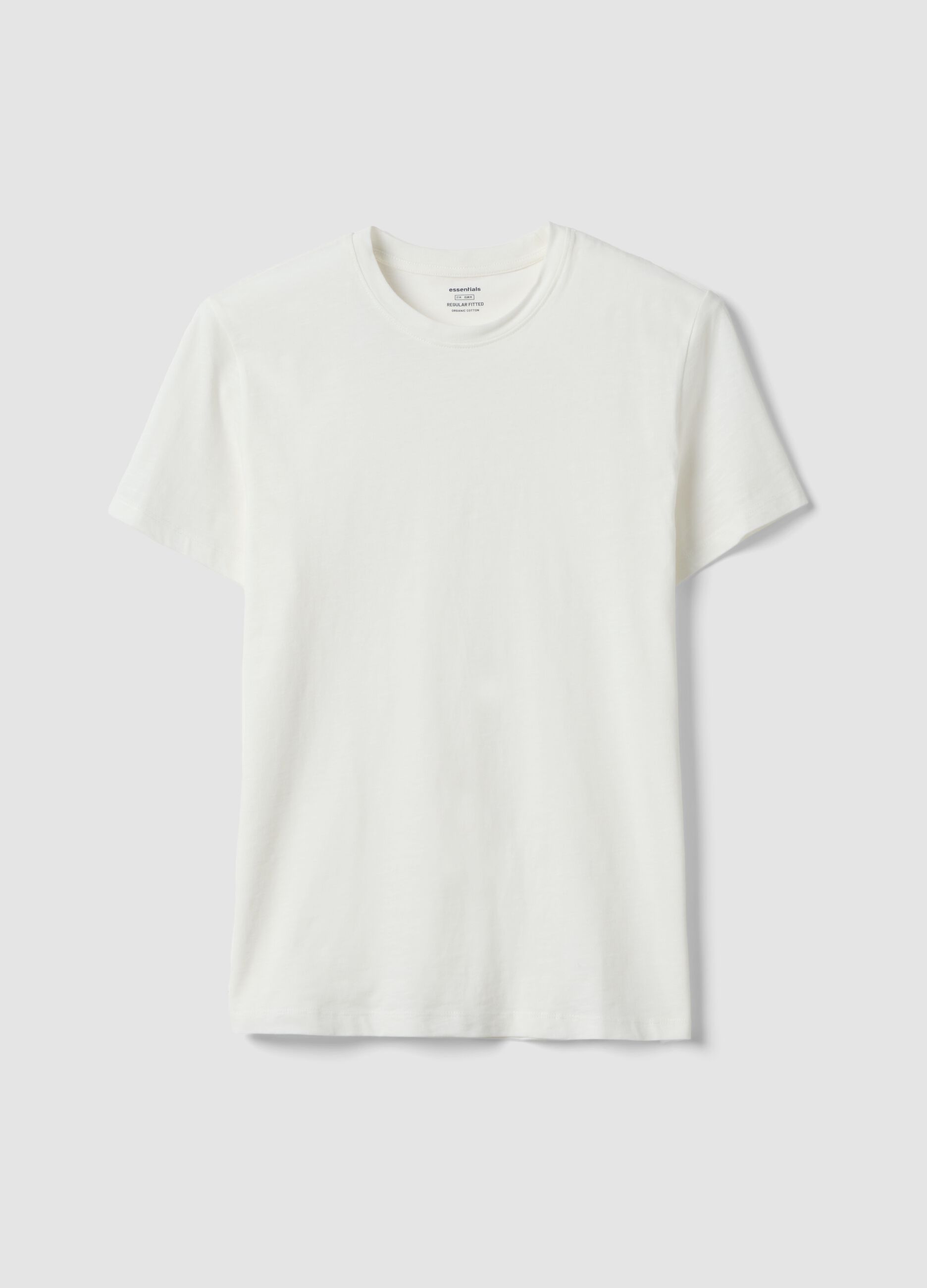 White regular fit short-sleeved pure cotton t-shirt