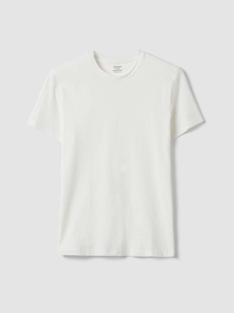 White regular fit short-sleeved pure cotton t-shirt_4