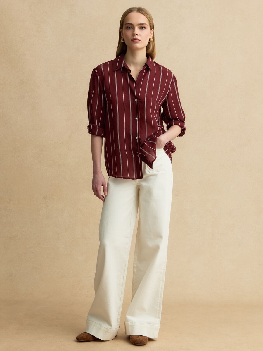 Multicolor stripe lyocell blend shirt regular fit_2