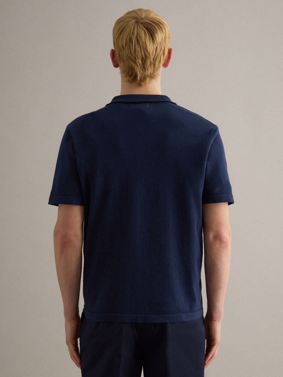 Blue pure cotton polo with buttons, regular fit_2