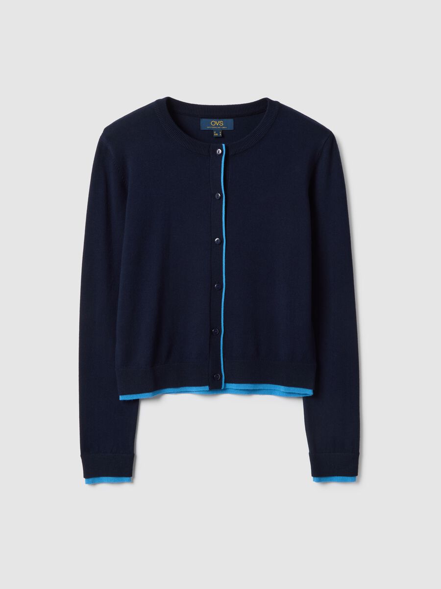 Blue Viscose Blend Cardigan Regular Fit_4