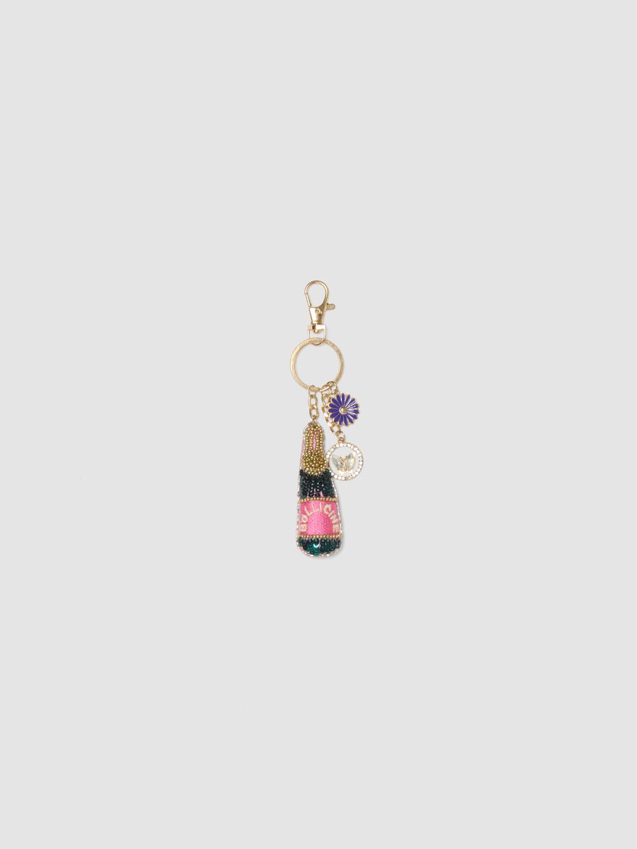 Ciondolo multicolor con charms e dettagli dorati_0