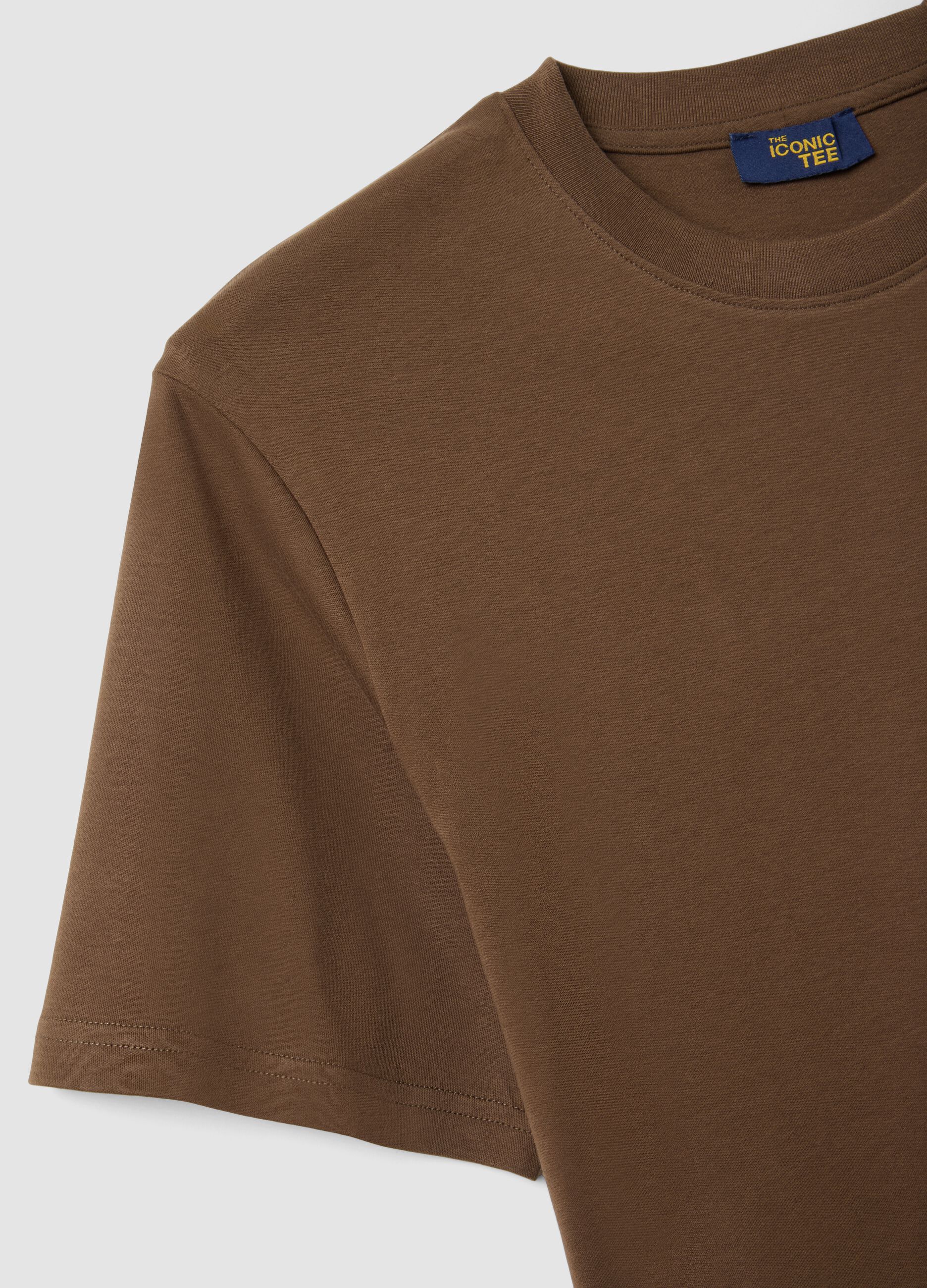 Relaxed Fit Brown The Iconic Tee T-shirt in Pure Cotton