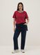Red regular fit stretch cotton t-shirt with embroidered phrase_0