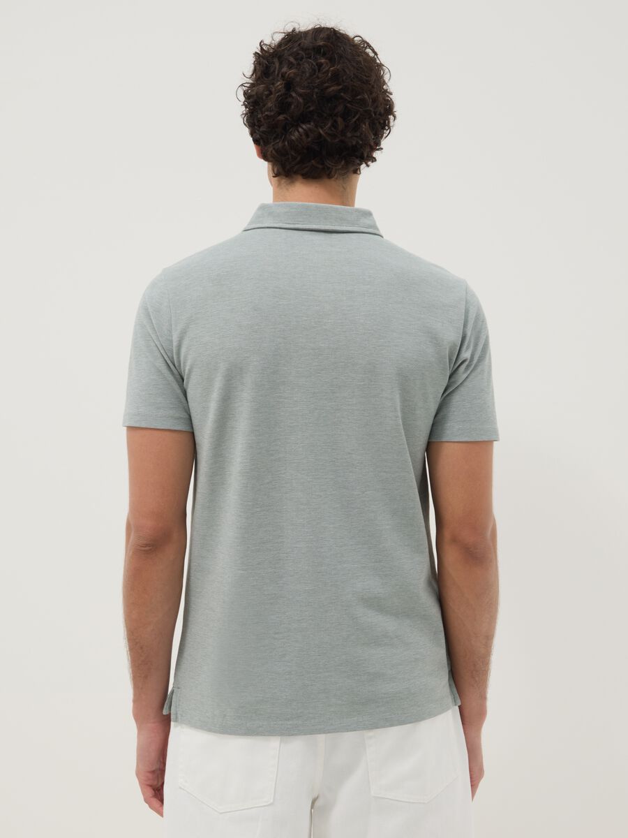 Grey short-sleeved polo shirt in pure cotton_2