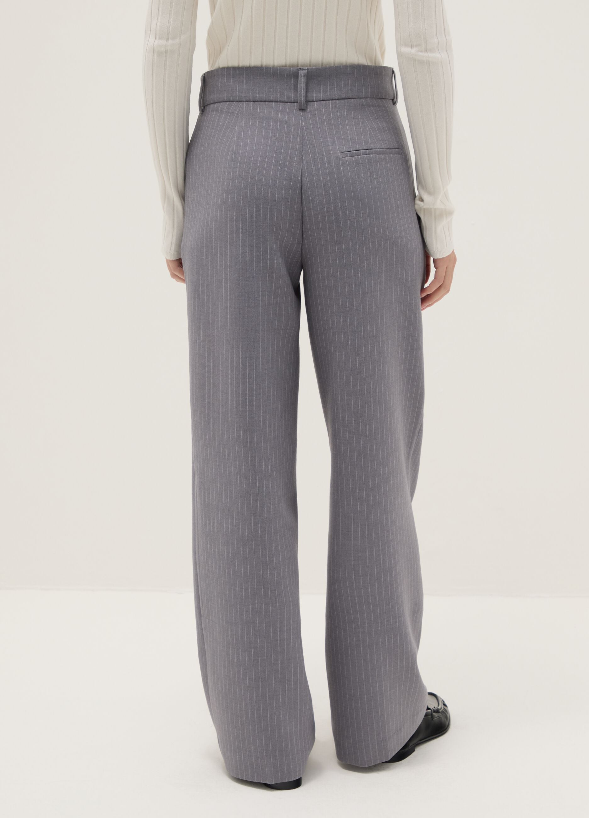 Straight multicolour striped trousers with comfortable fit