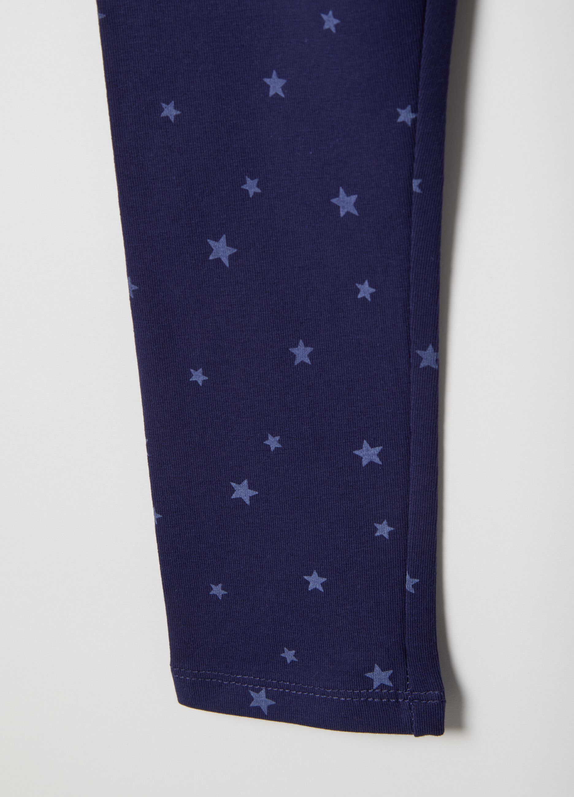 Purple Stretch Cotton Girl's Skinny Fit Leggings with Stars