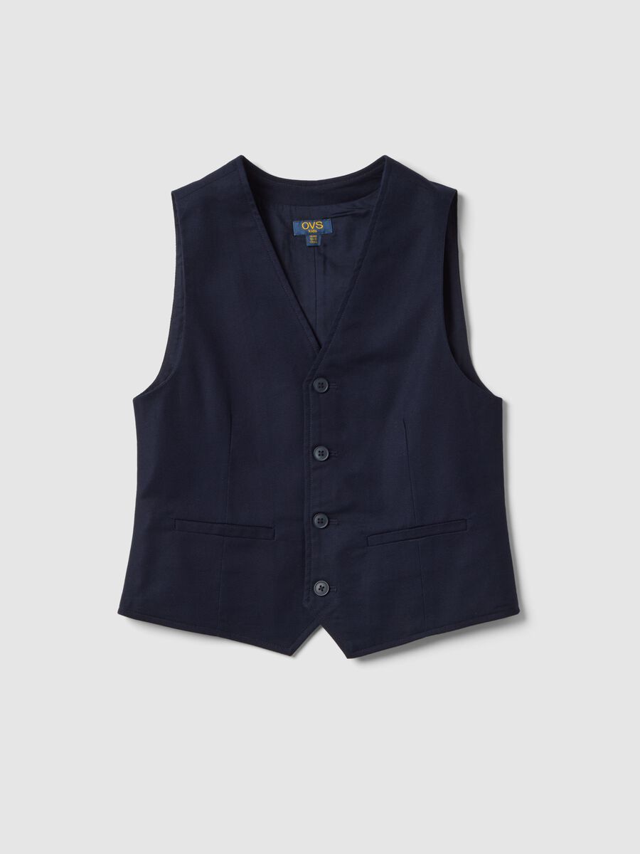 Boys' regular fit blue stretch cotton waistcoat_3