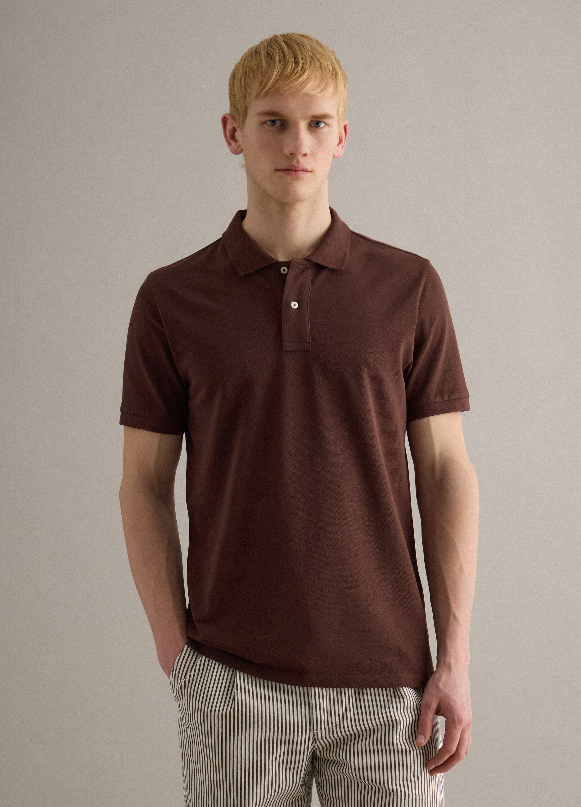 Brown Supima cotton polo shirt, regular fit