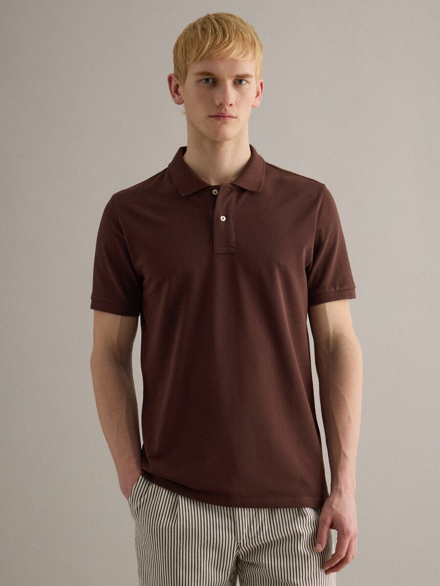 Brown Supima cotton polo shirt, regular fit_0