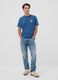Blue pure cotton jersey T-shirt with print, regular fit_1