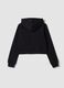 Black cotton-blend hooded zip hoodie for girls, regular fit_4