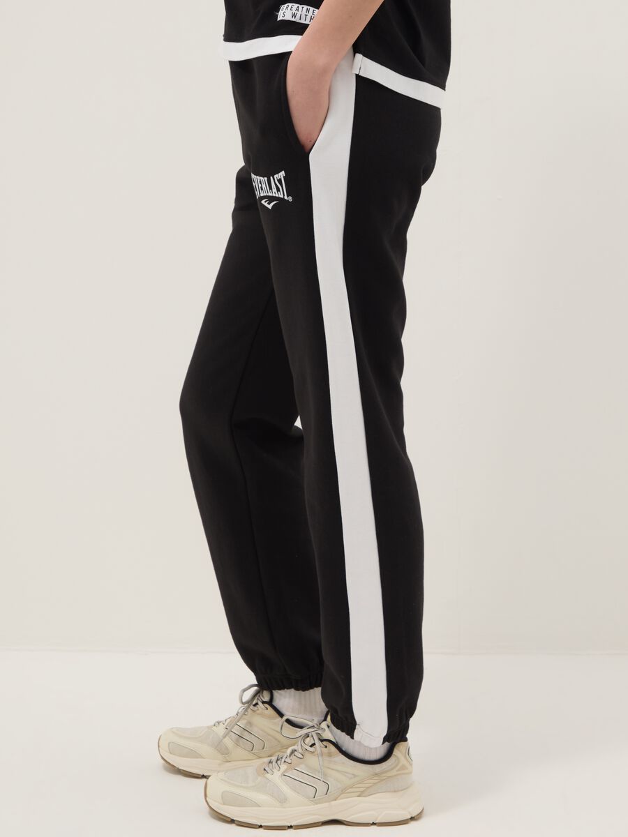 Multicolour striped cotton blend jogger trousers, regular fit with logo_3
