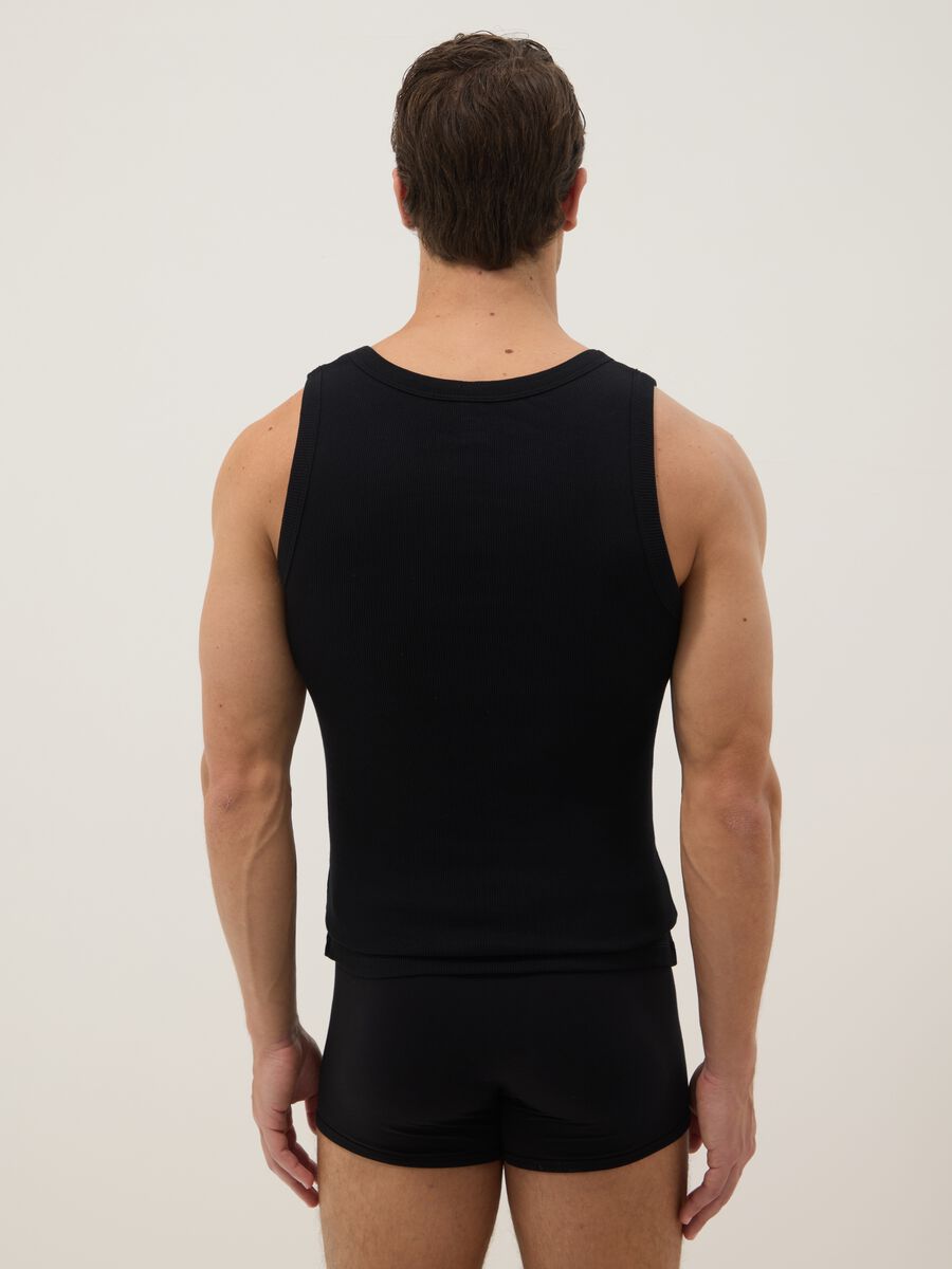 Black pure cotton vest regular fit_2
