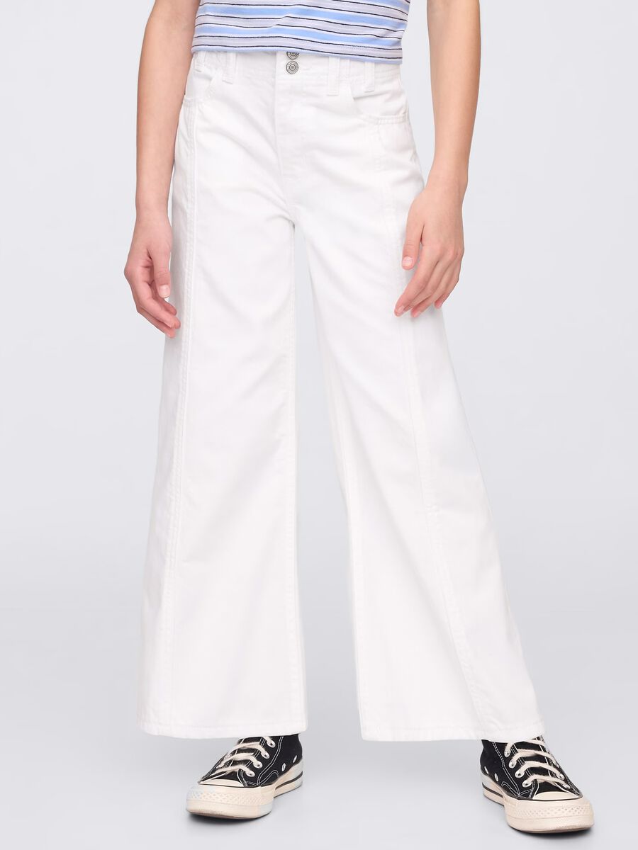 White trousers in denim with wide legs_1