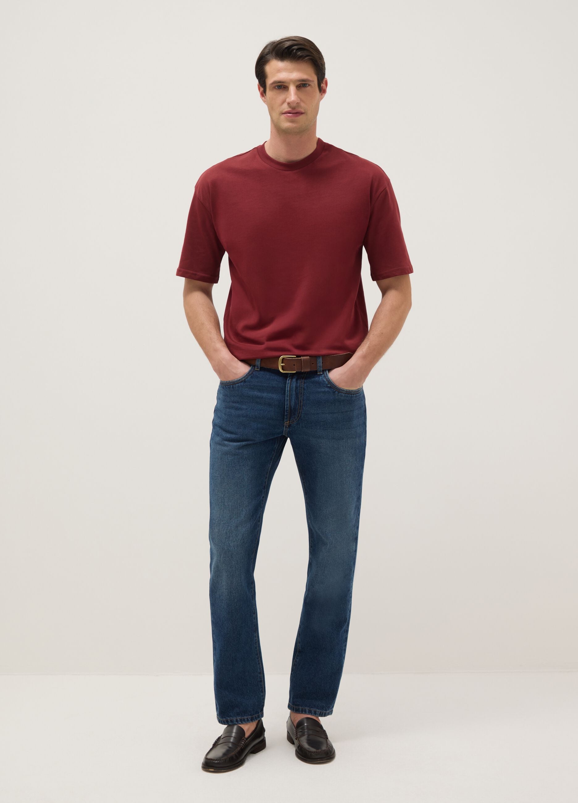 Red pure cotton relaxed fit T-shirt