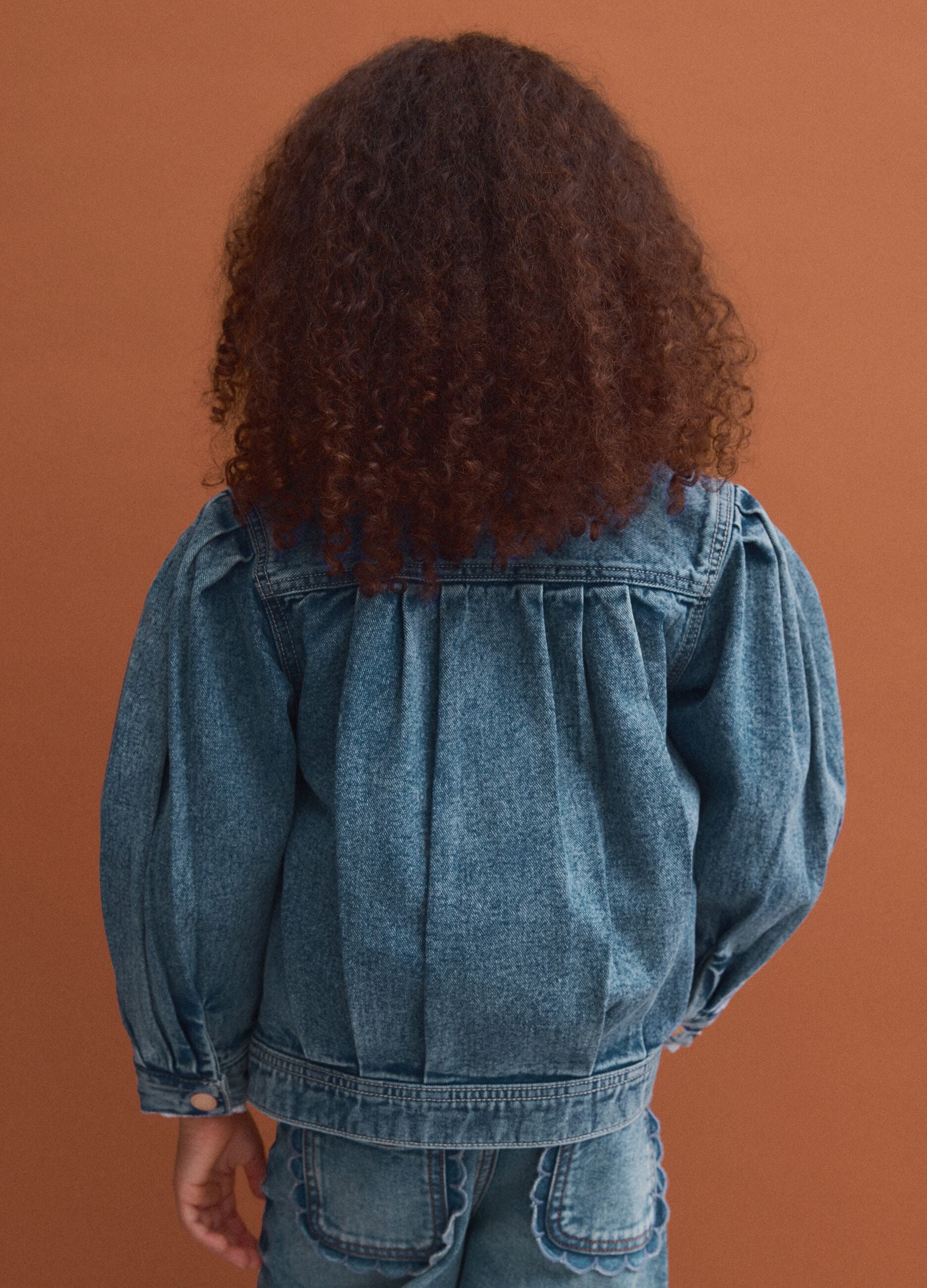 Blue pure cotton jacket with buttons for girls