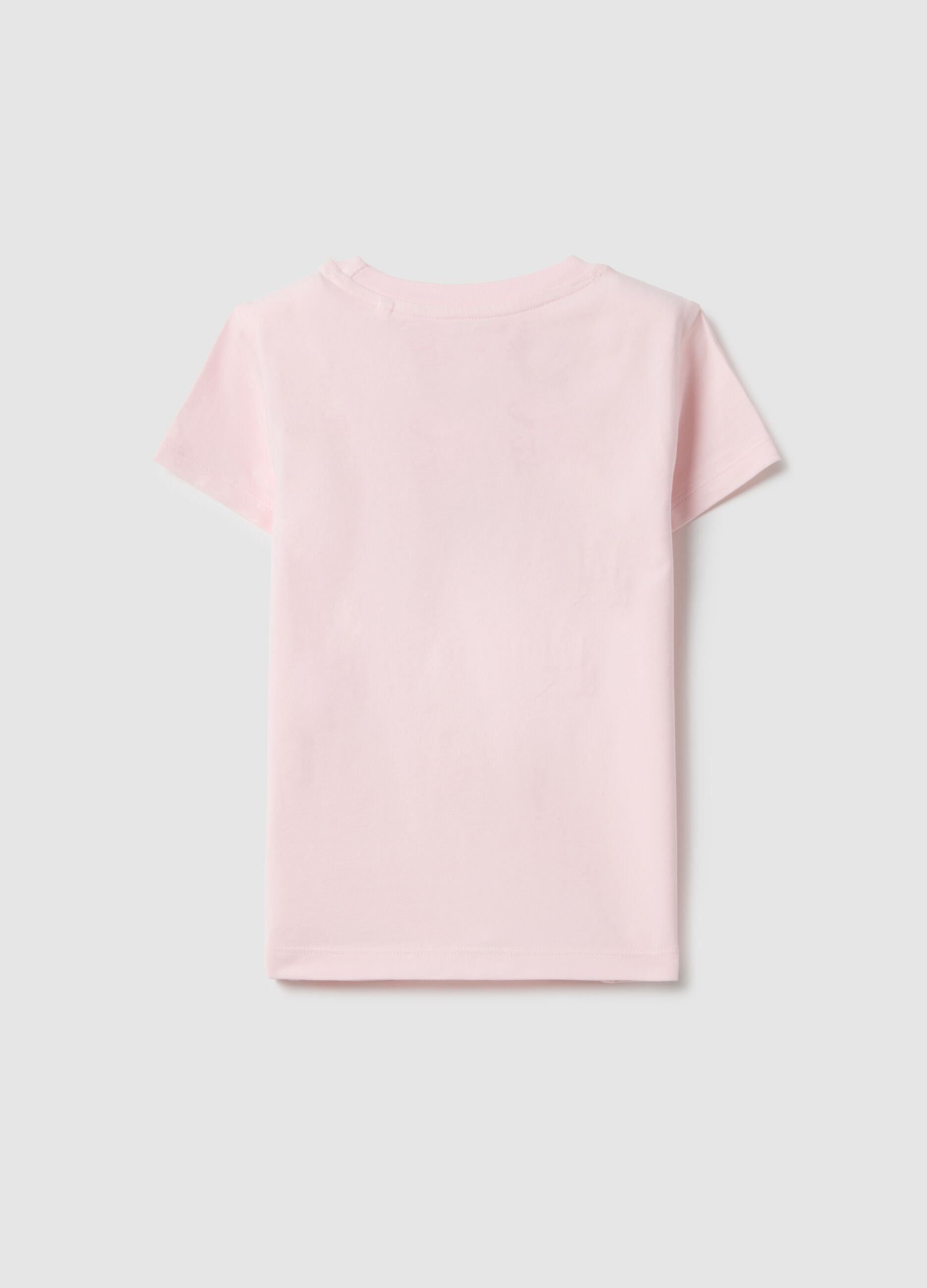 Girl's pink cotton blend t-shirt regular fit with print