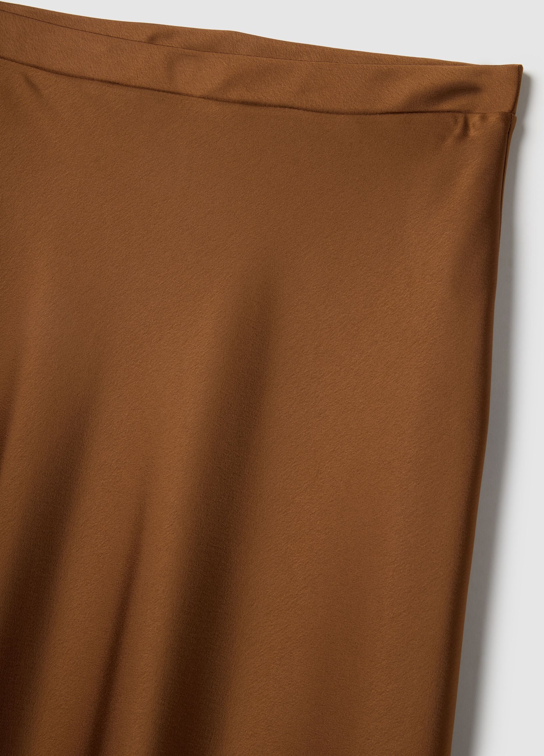 Brown Satin Long Skirt