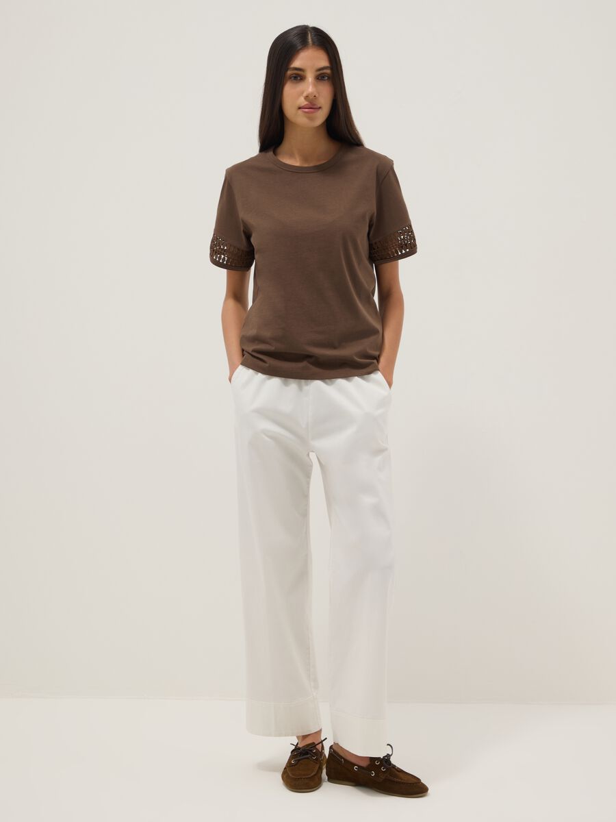 Brown pure cotton short-sleeve T-shirt_1