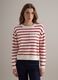 Beige jumper with red stripes in pure cotton regular fit_2