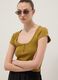 Yellow pure cotton regular fit T-shirt with deep henley neckline_0