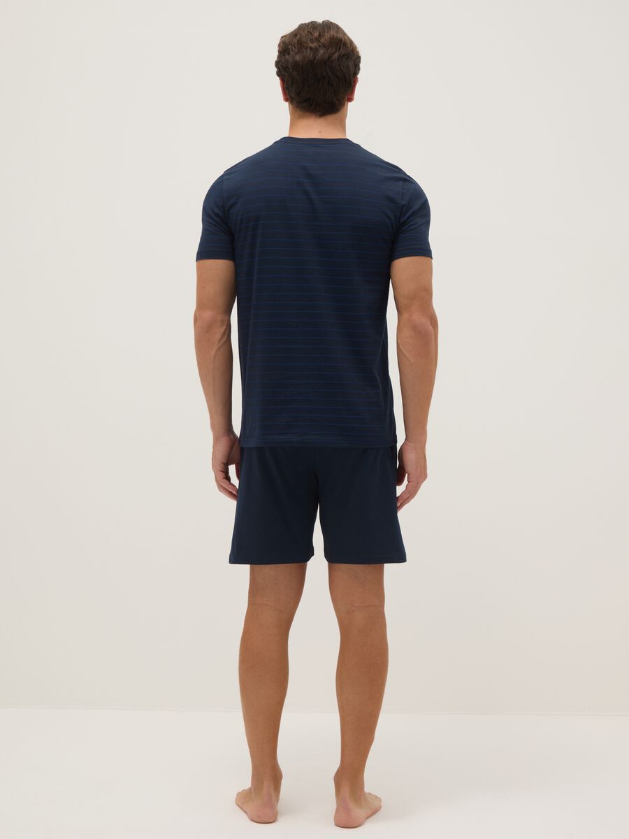 Short pyjamas in pure blue cotton, regular fit_2