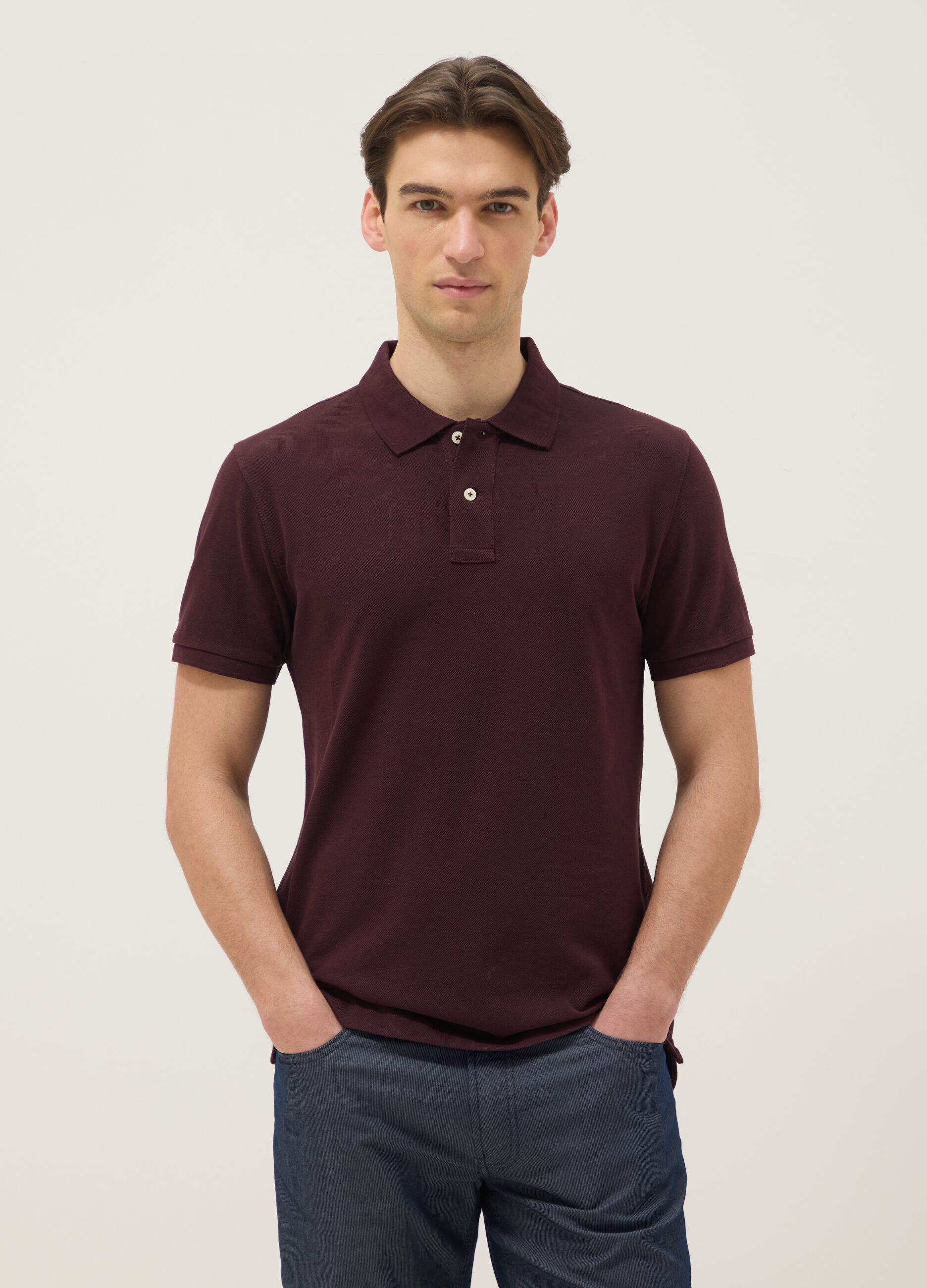 Purple slim fit pure cotton polo shirt